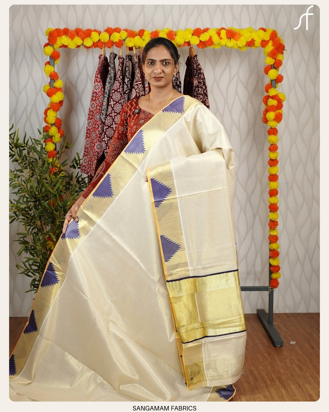 TEMPLE BORDER DETAILED SET SAREE