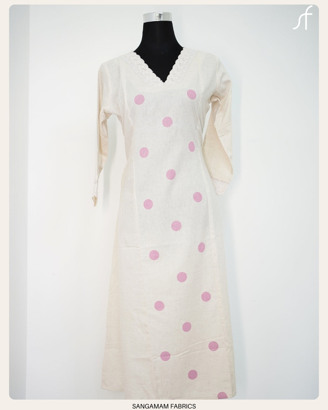 PANEL CUT ALINE DRESS WITH LACE DETAIL NECK