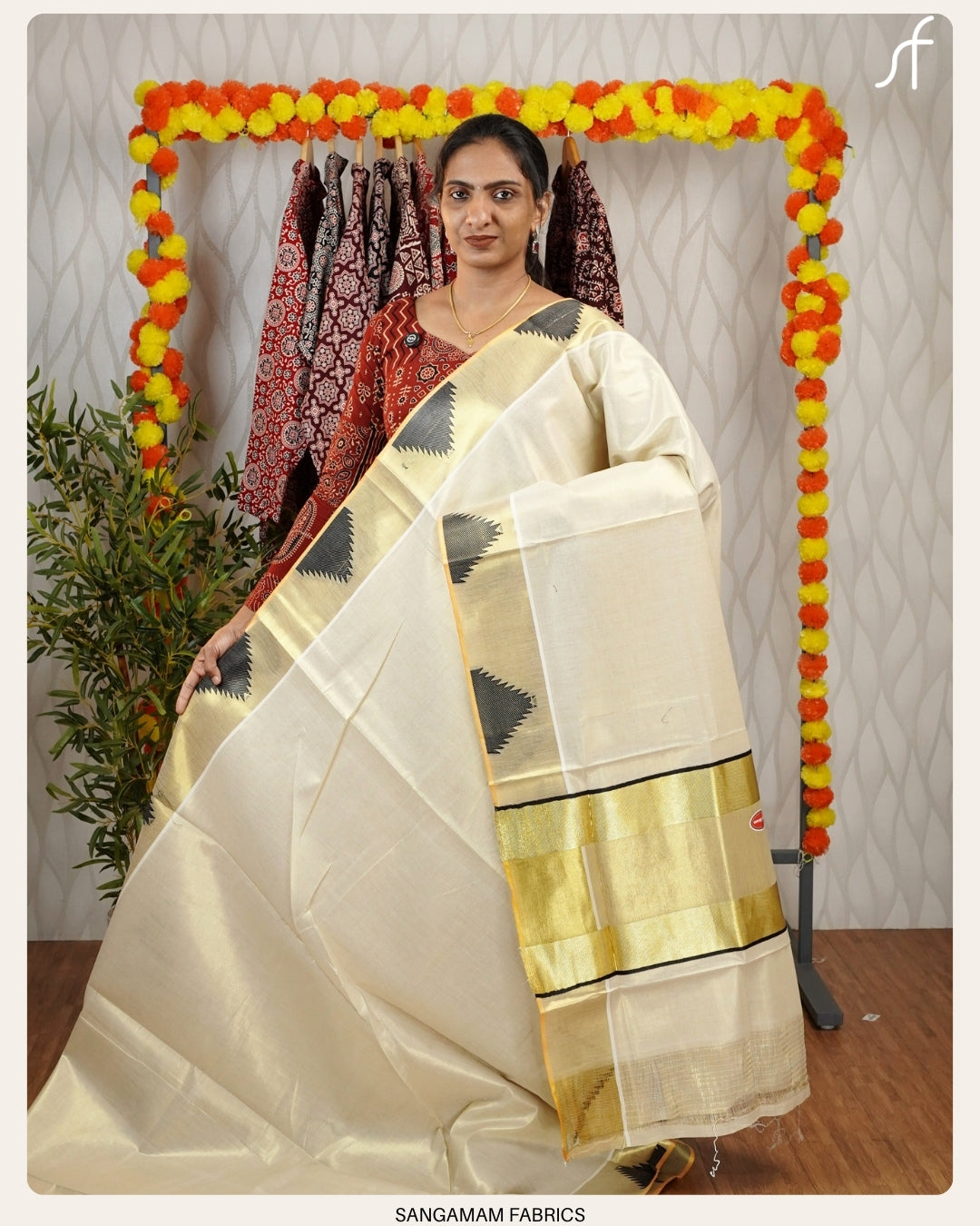 TEMPLE BORDER DETAILED SET SAREE