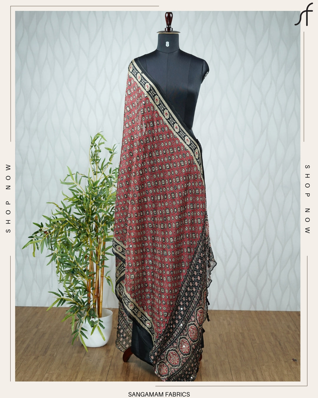 CRUSHED AJRAKH PRINTED DUPATTA
