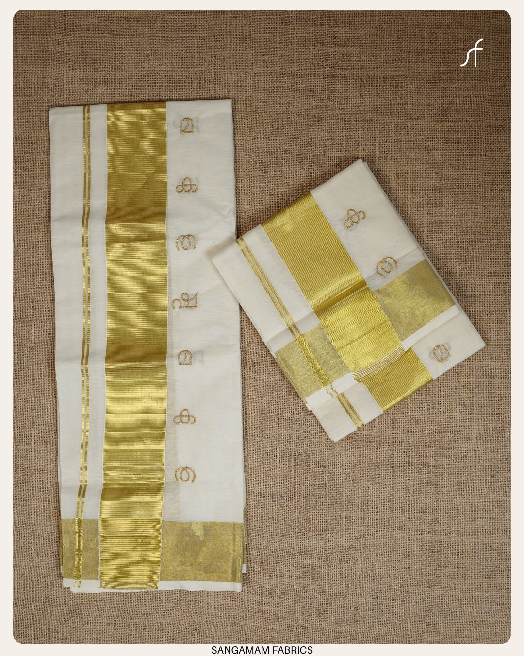 COTTON SET MUNDU AKSHARAMALA EMBROIDERY SET MUNDU