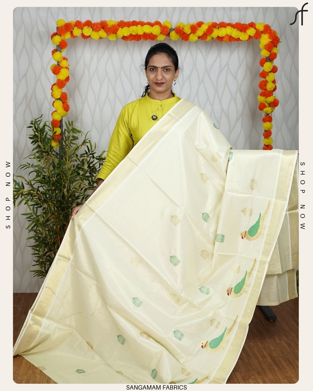 PARROT EMBROIDERY SET SAREE
