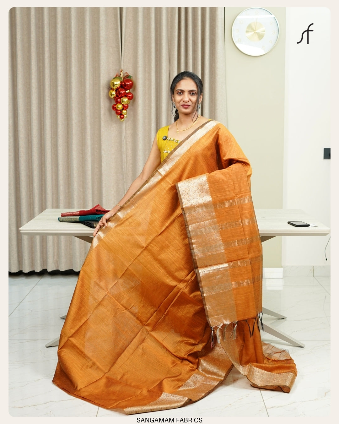 SEMI CHANDERI SILK BANARASI SAREE