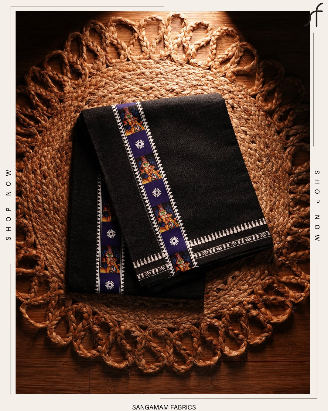 STICKER PRINTED KARA BLACK COTTON MUNDU