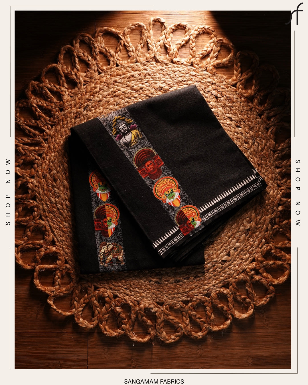 STICKER PRINTED KARA BLACK COTTON MUNDU
