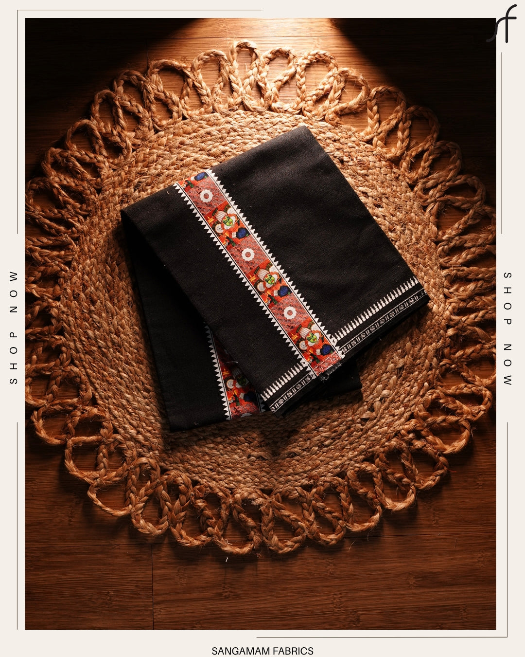 STICKER PRINTED KARA BLACK COTTON MUNDU