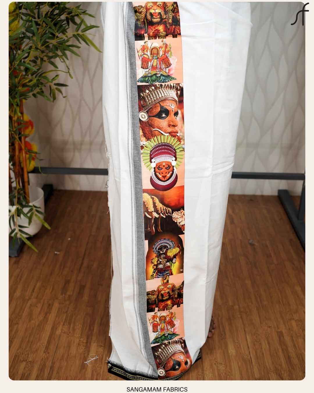 BLACK COTTON MUNDU WITH STICKER PRINTED KARA