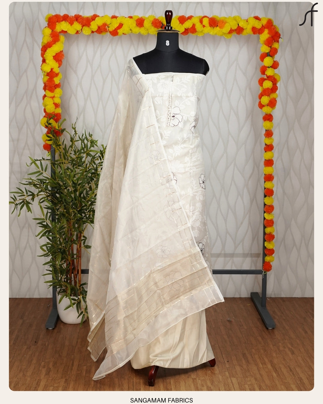 TISSUE BANARASI BRASSO FLORAL EMBROIDERY SALWAR SUIT