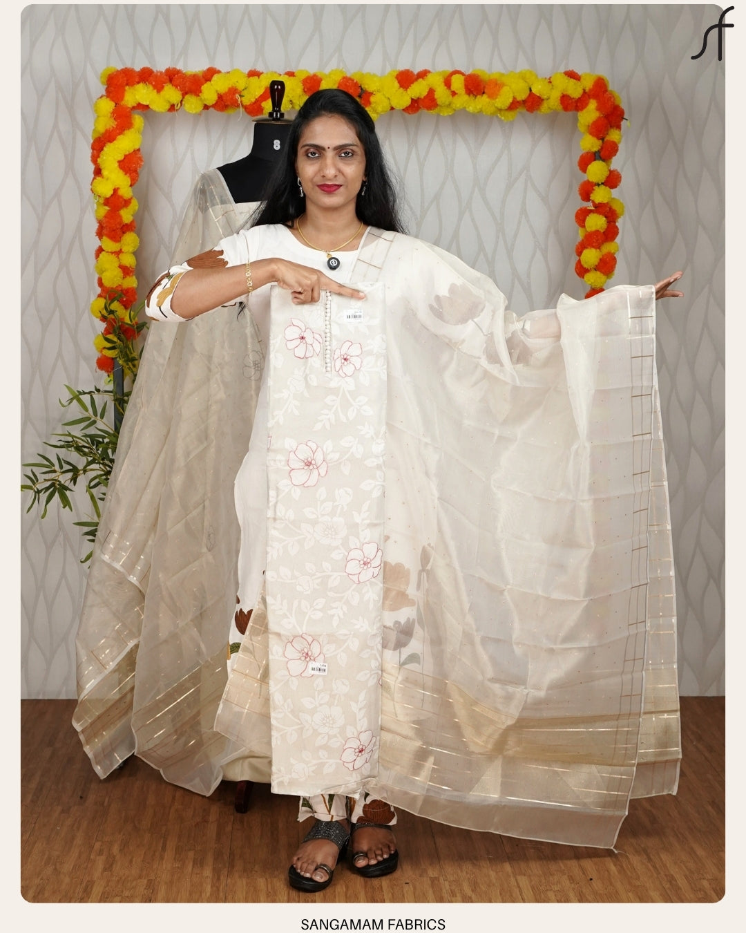 TISSUE BANARASI BRASSO FLORAL EMBROIDERY SALWAR SUIT
