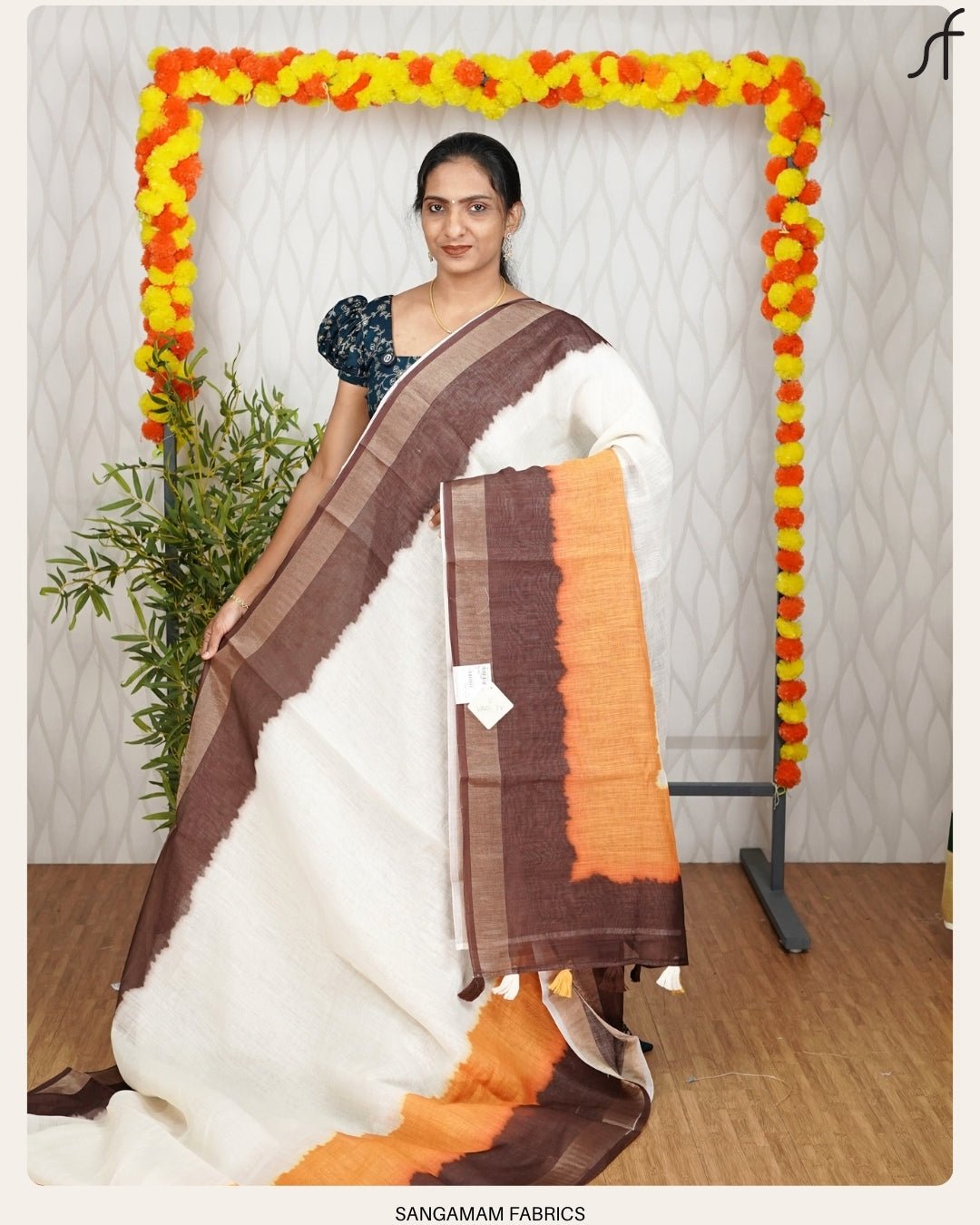 SEMI LINEN TRI COLOUR SAREE