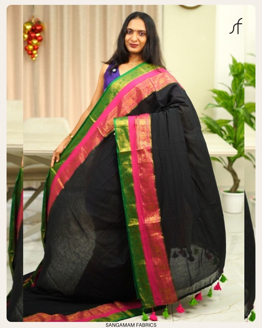 BLACK MULL COTTON SAREE