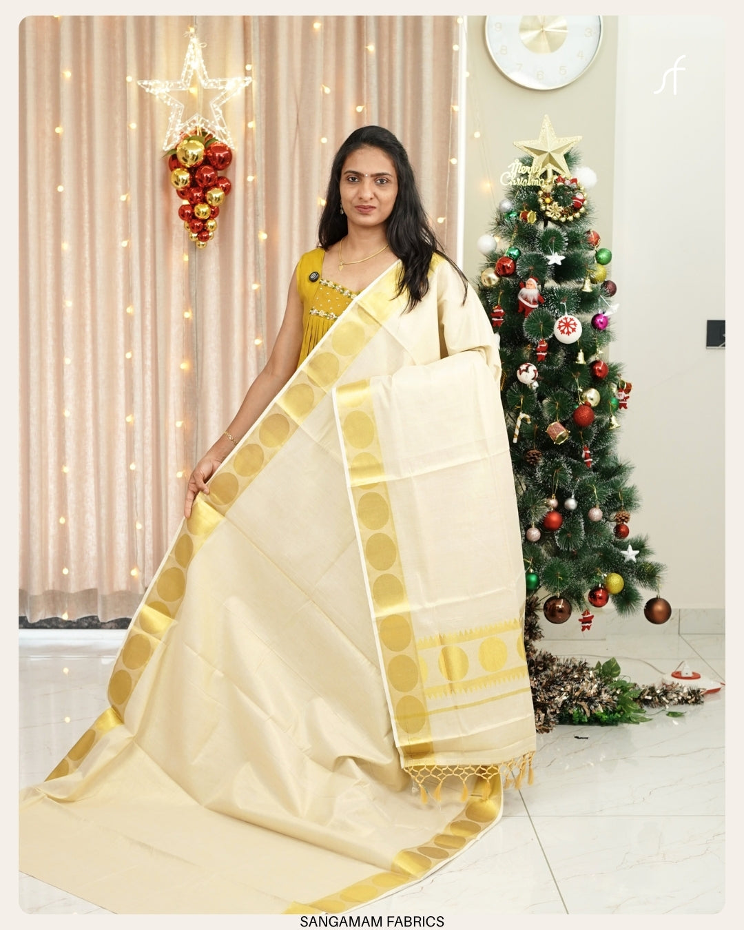 POLKA MOTIF TISSUE SET SAREE