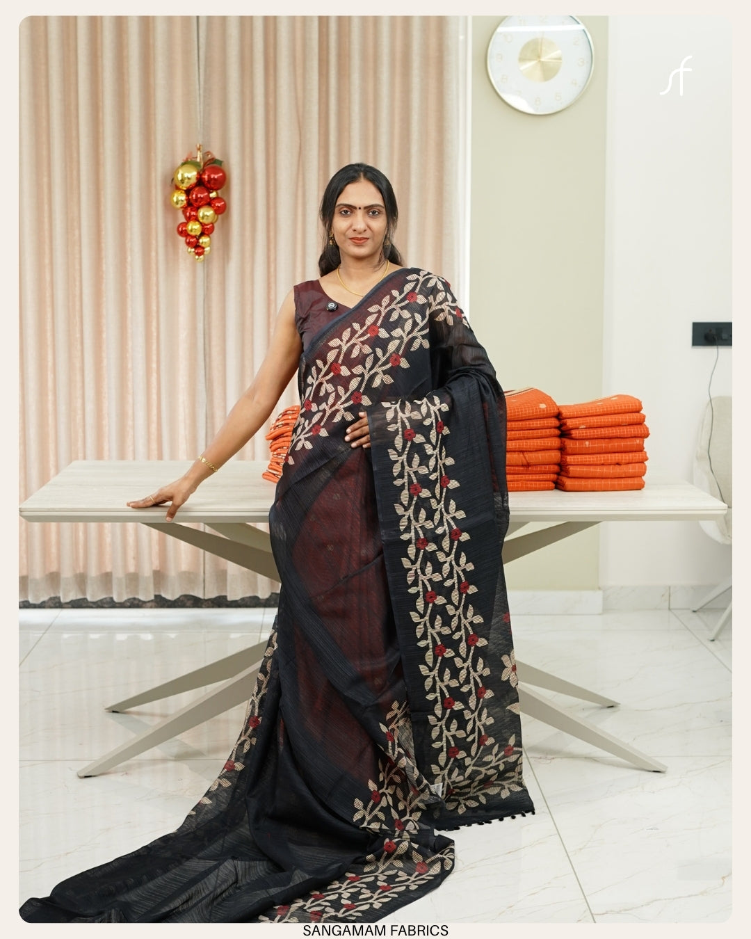 SEMI JUTE FLORAL SAREE