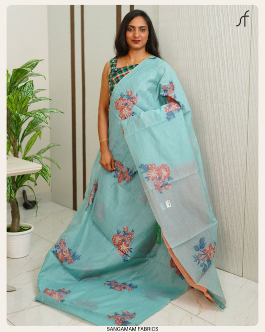 SEMI CHANDERI SILK SAREE