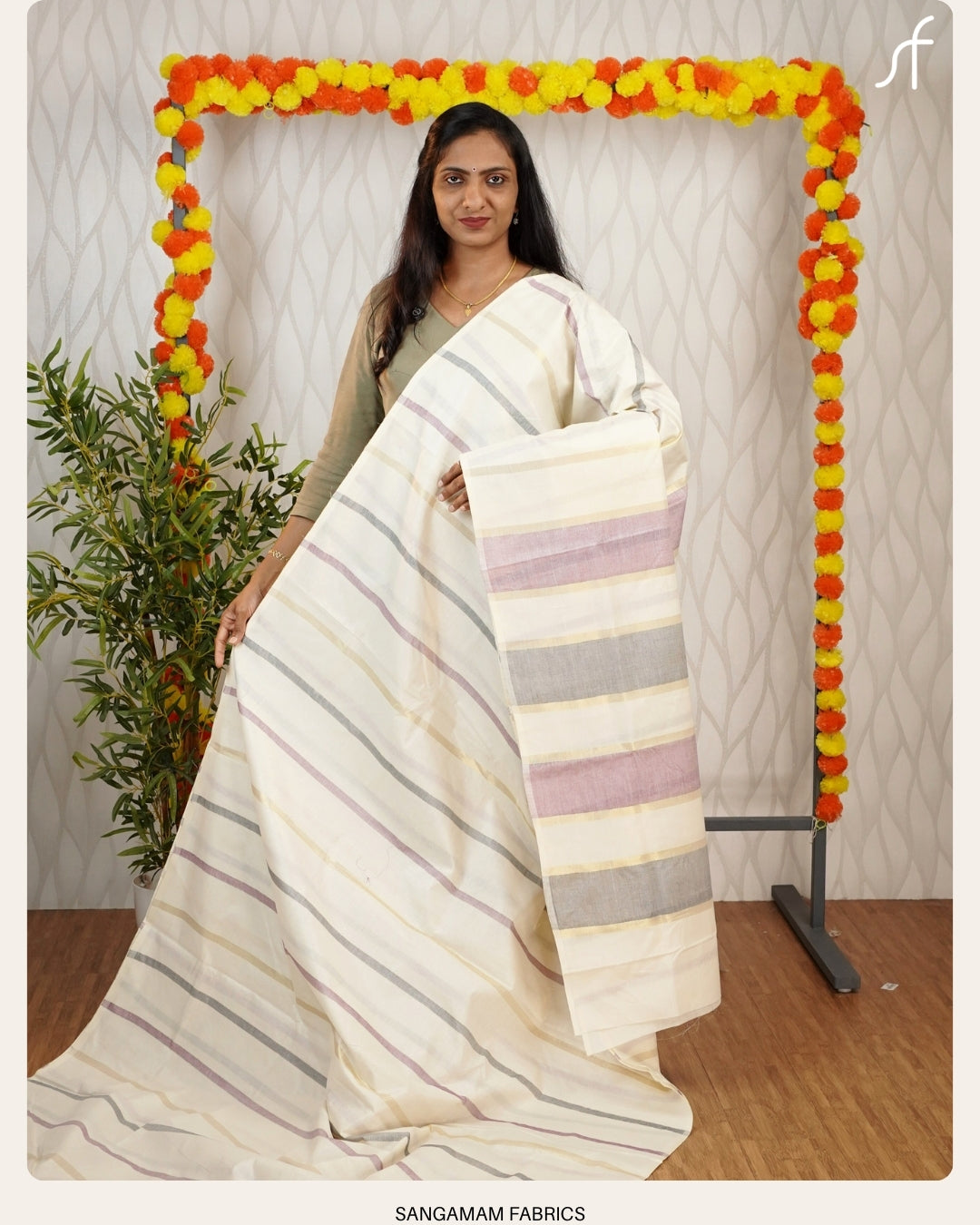 KERALA COTTON SETSAREE FANCY LINE PATTERN