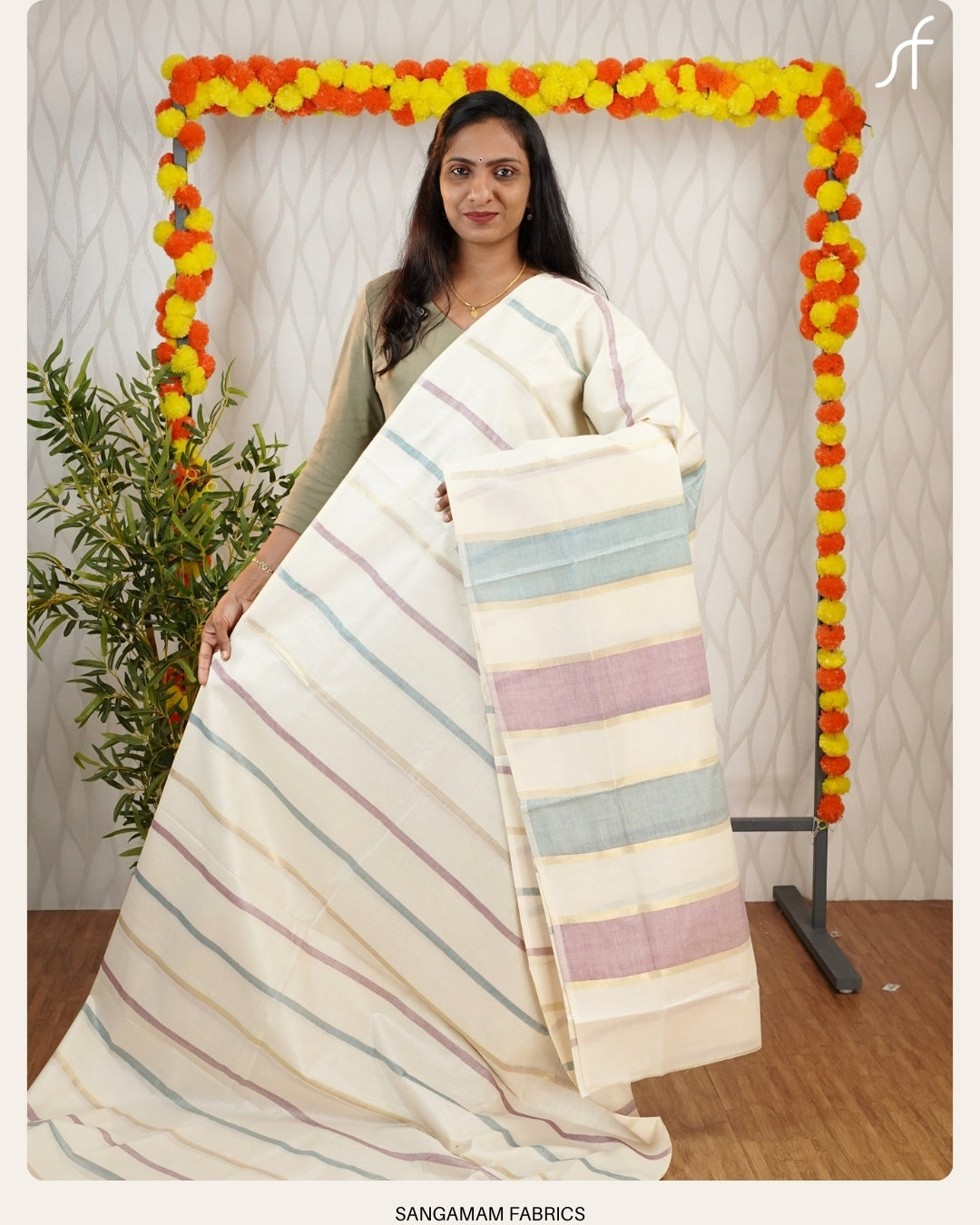 KERALA COTTON SETSAREE FANCY LINE PATTERN