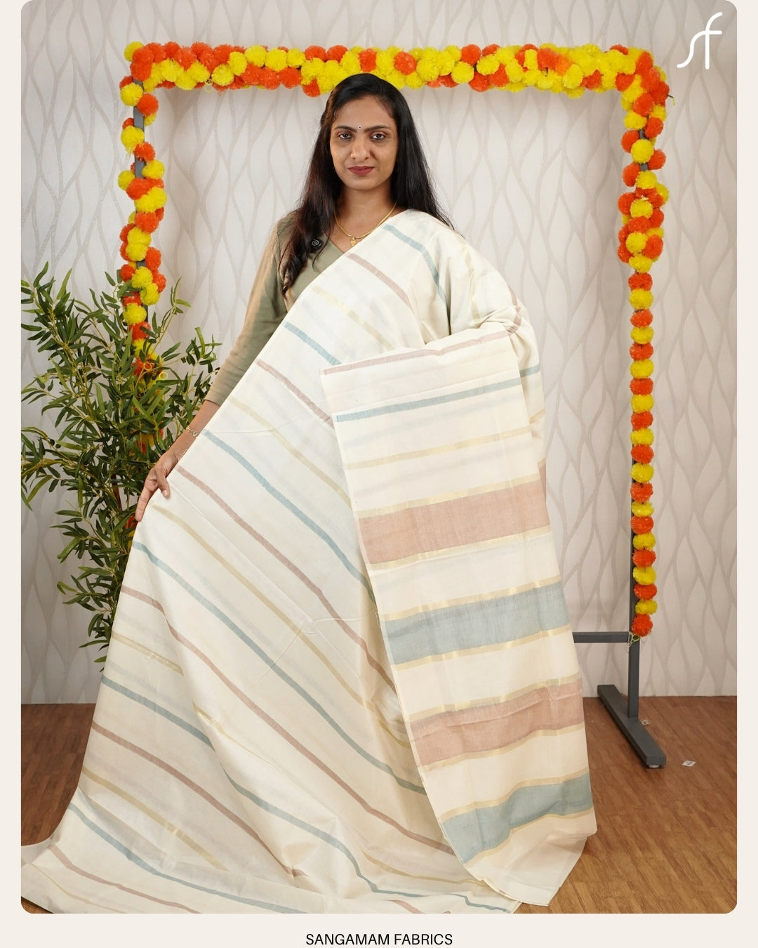 KERALA COTTON SETSAREE FANCY LINE PATTERN