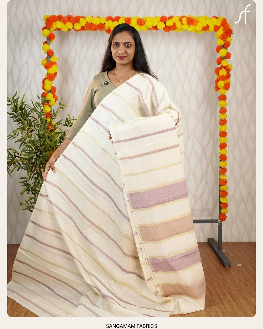 KERALA COTTON SETSAREE FANCY LINE PATTERN