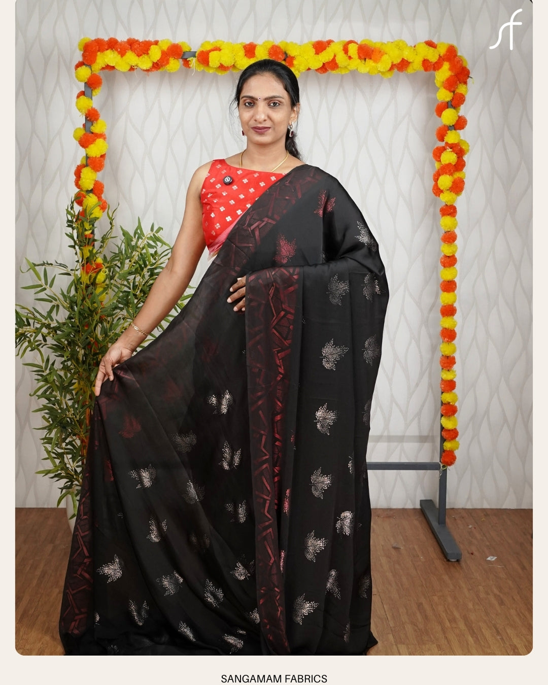 SEMI MODAL SILK FOIL PRINTED SAREE