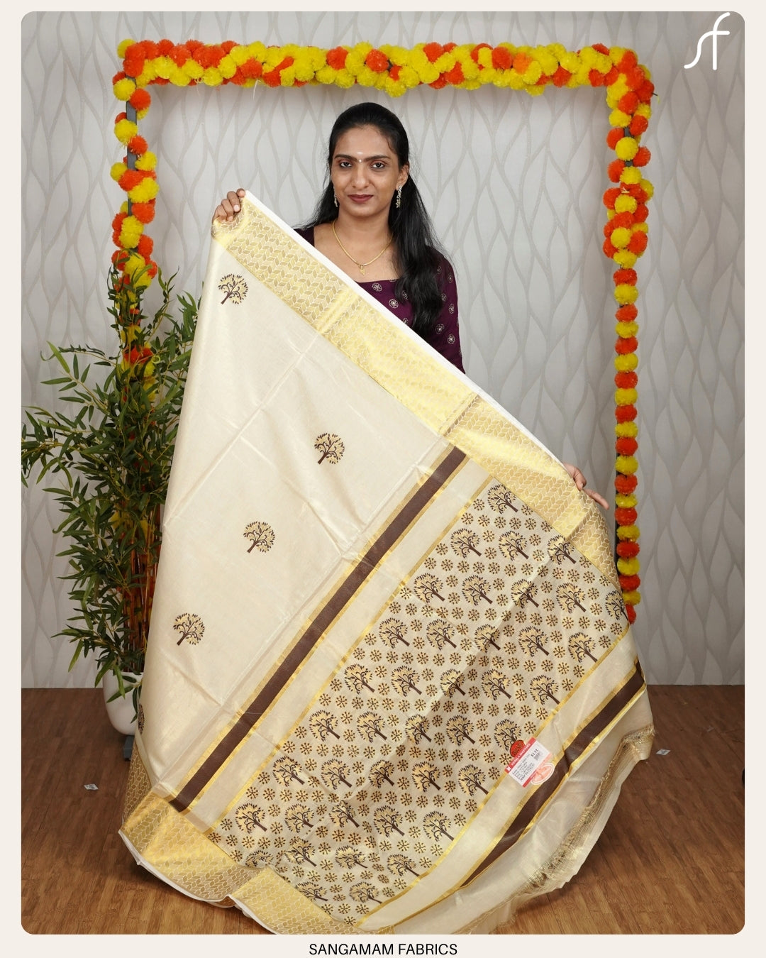 GOLDEN AND COLOUR MOTIF WEAVED TISSUE SET SAREE