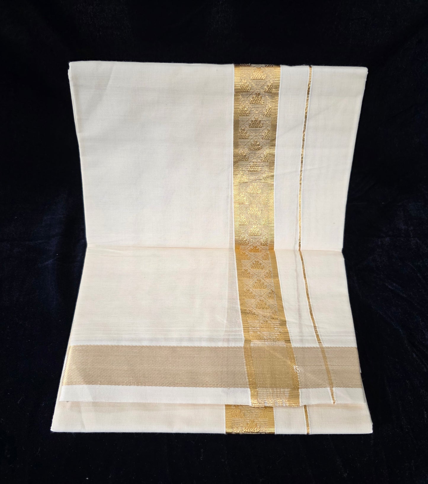 1.5" TEMPLE BROCADE BORDER COTTON DOUBLE MUNDU