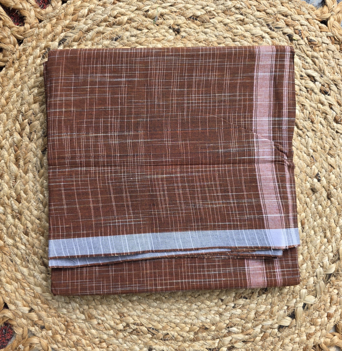 COLOUR MUNDU BROWN WITH PULLI DESIGN