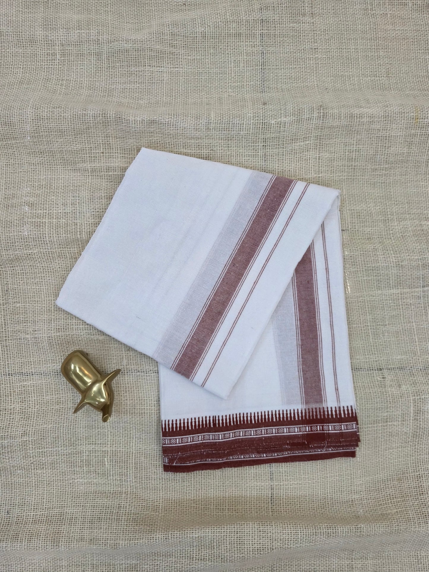 WHITE KUPPADAM MEROON BORDER SINGLE