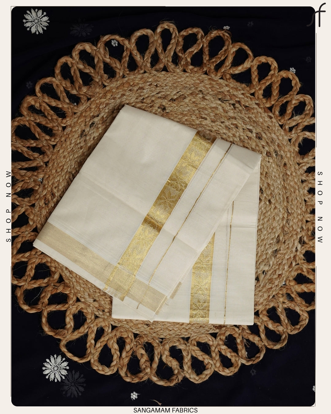 JACQUARD BORDER DETAILED DOUBLE MUNDU