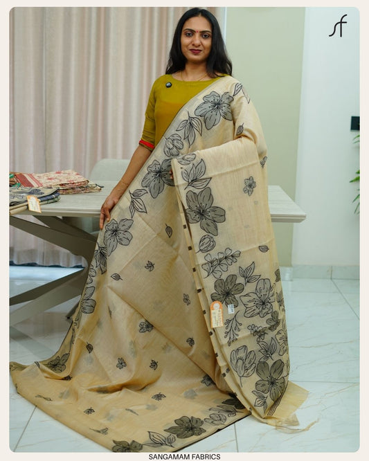 SEMI CHANDERI SILK SAREE