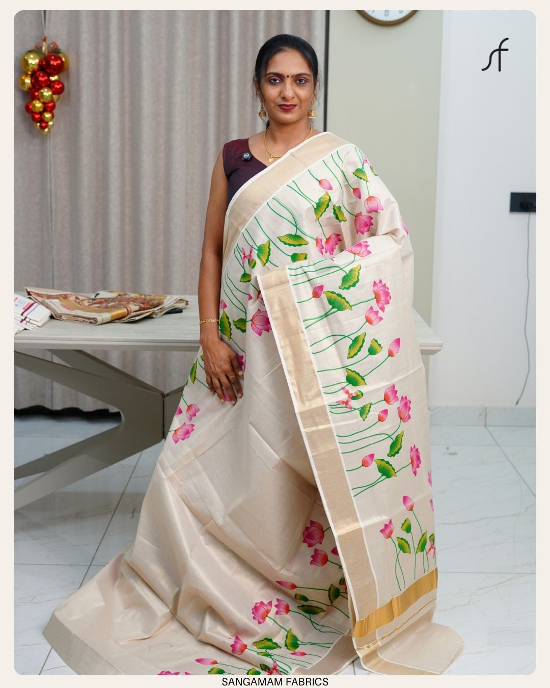 LOTUS PRINTED TISSUE SET SAREE