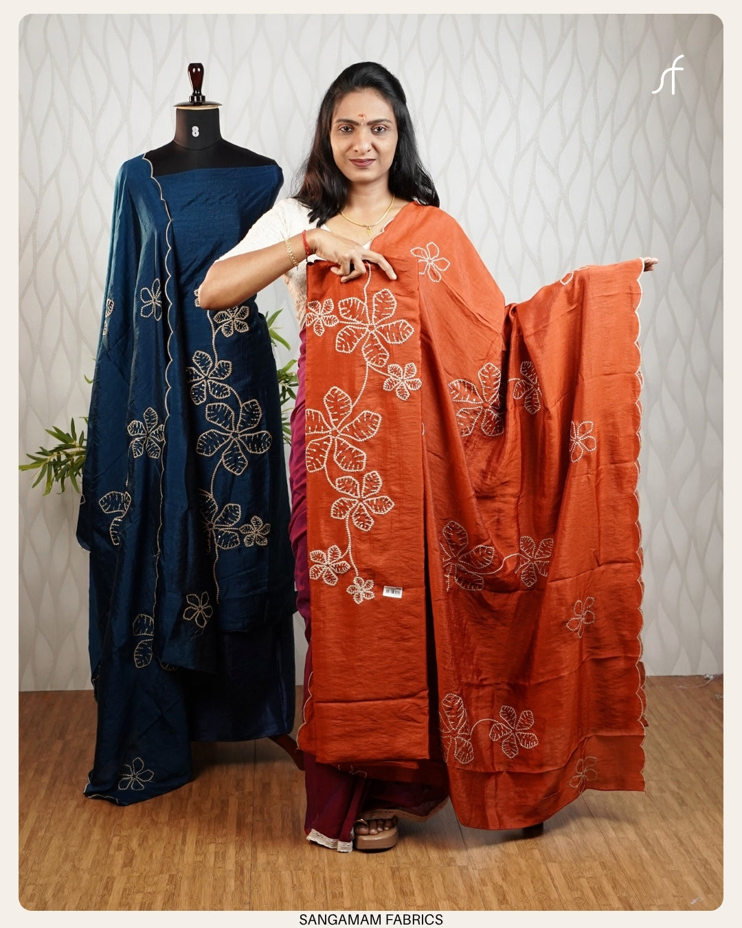 FLORAL EMBROIDERY VICHITRA SILK SALWAR SUIT