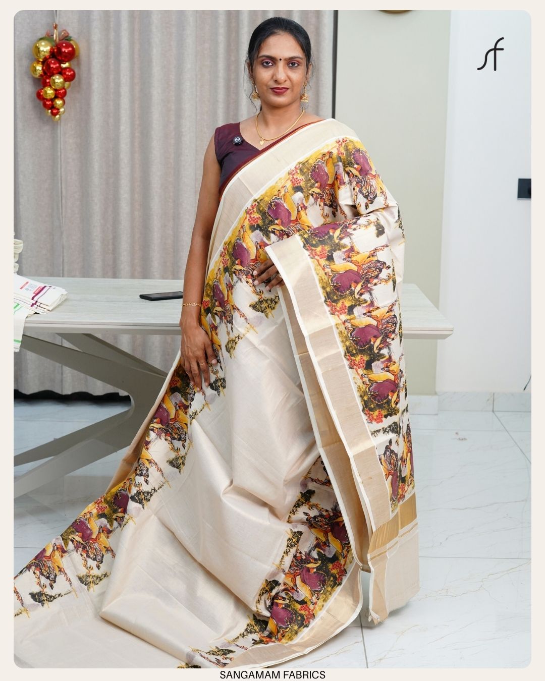KRISHNA RADHA PRINTED TISSUE SET SAREE