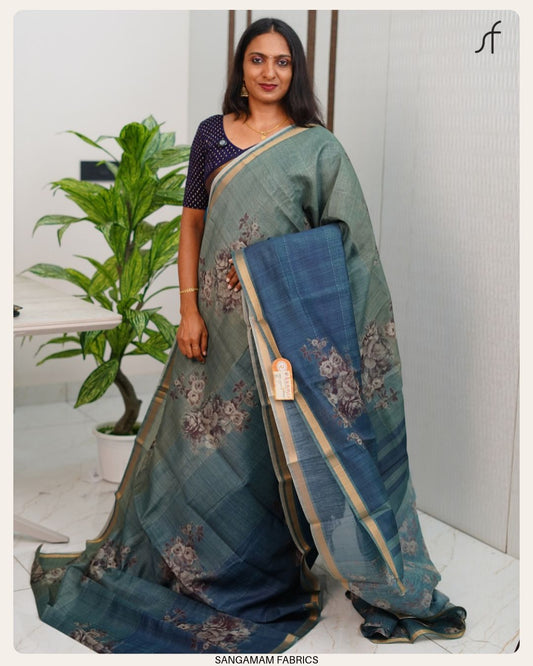 SEMI CHANDERI SILK SAREE