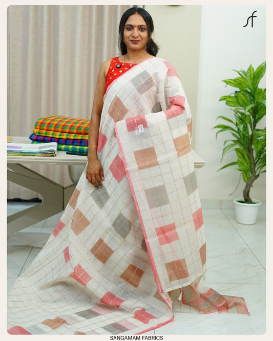 SEMI CHANDERI SILK SAREE