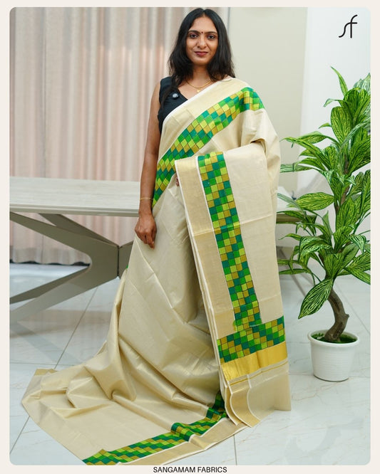 MADRAS CHECK KERALA TISSUE SAREE