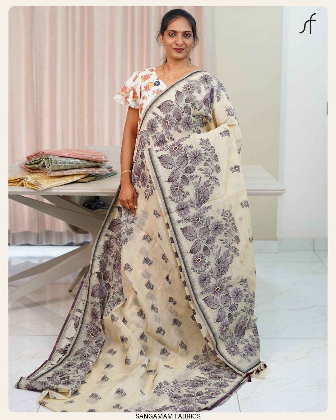 SEMI CHANDERI SILK SAREE