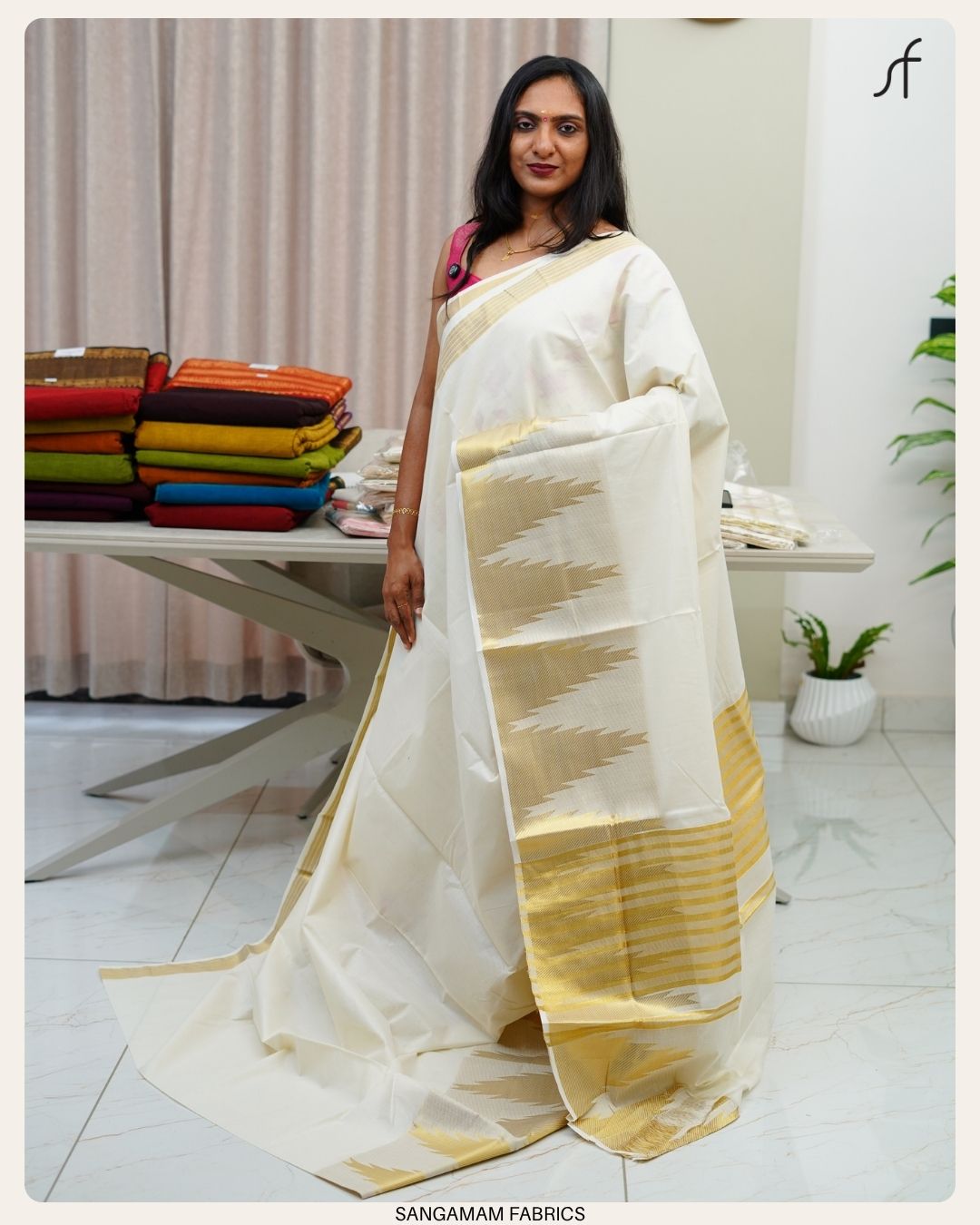 TEMPLE BORDER DETAILED SET SAREE