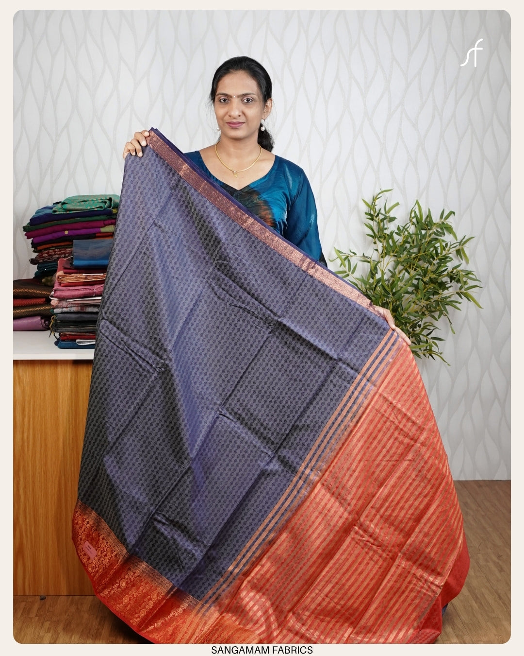 EMBOSSED CONTRAST PATTEN SEMI SILK SAREE