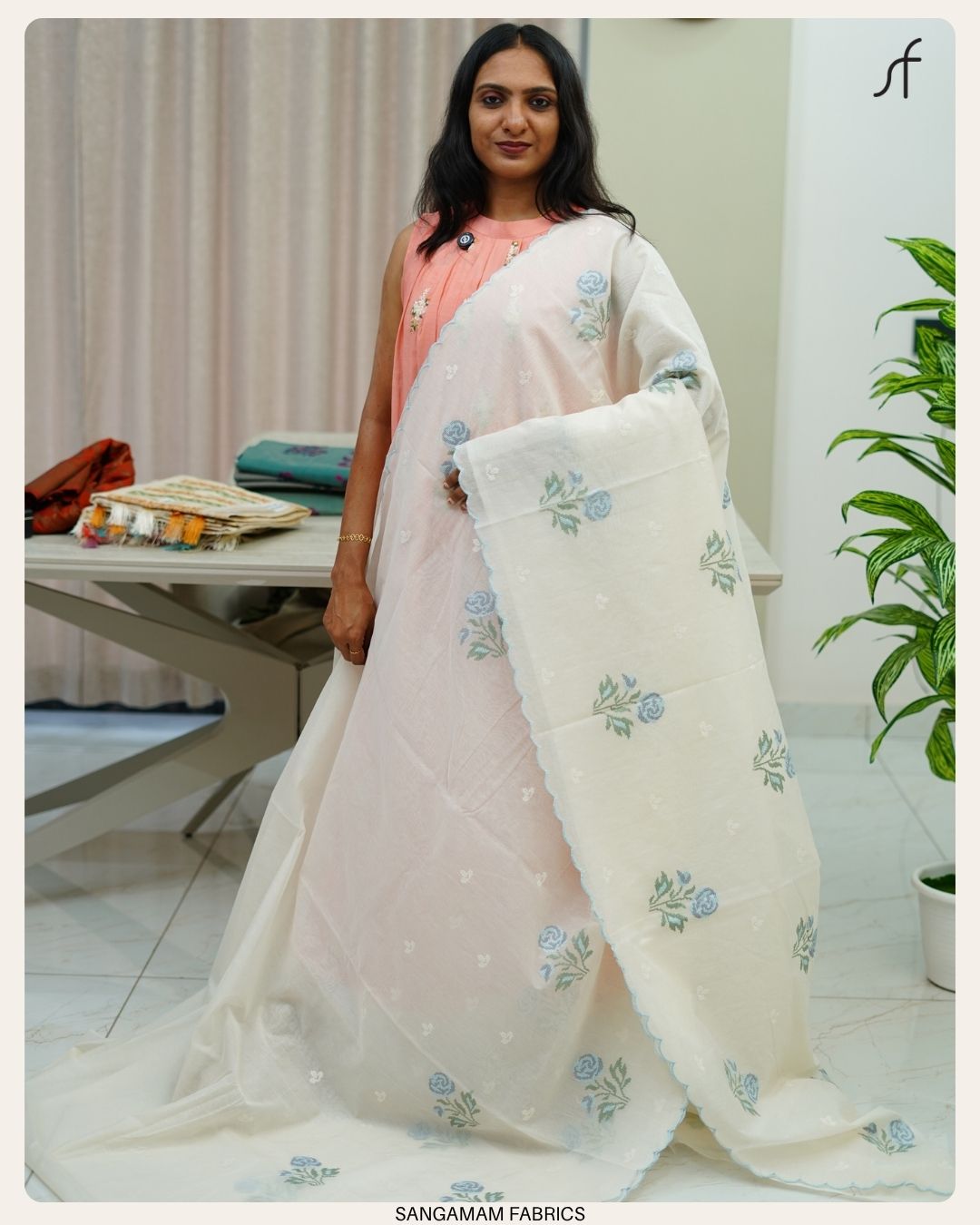 SEMI CHANDERI SILK SAREE