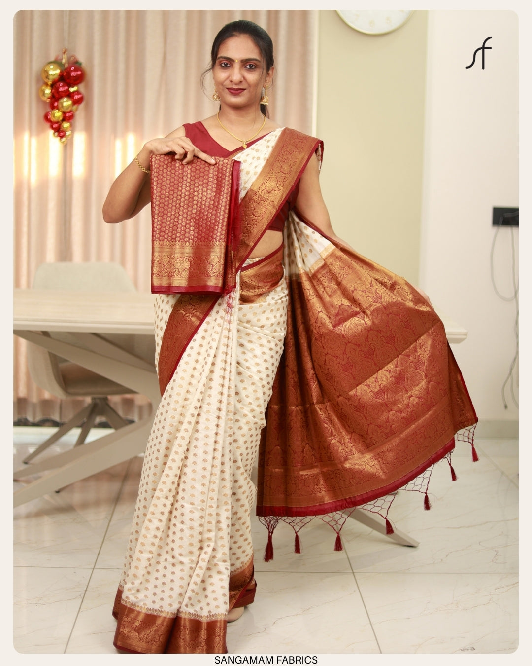 CREAM BANARASI SAREE