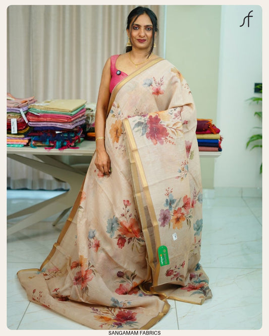 SEMI CHANDERI SILK SAREE