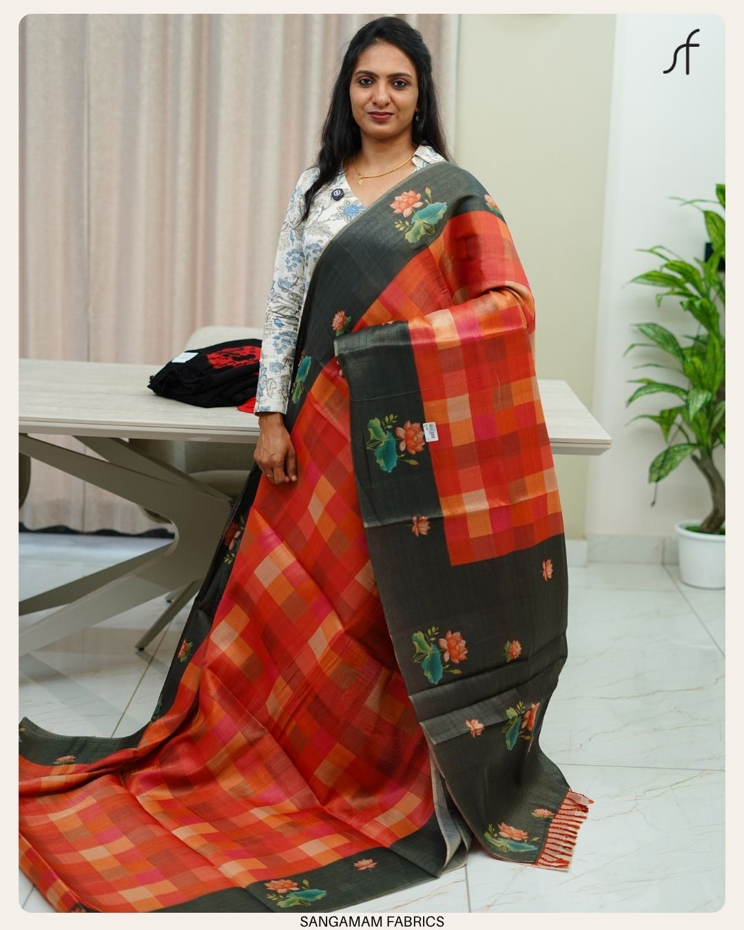 MADRAS CHECK DETAILED TISSUE SAREE