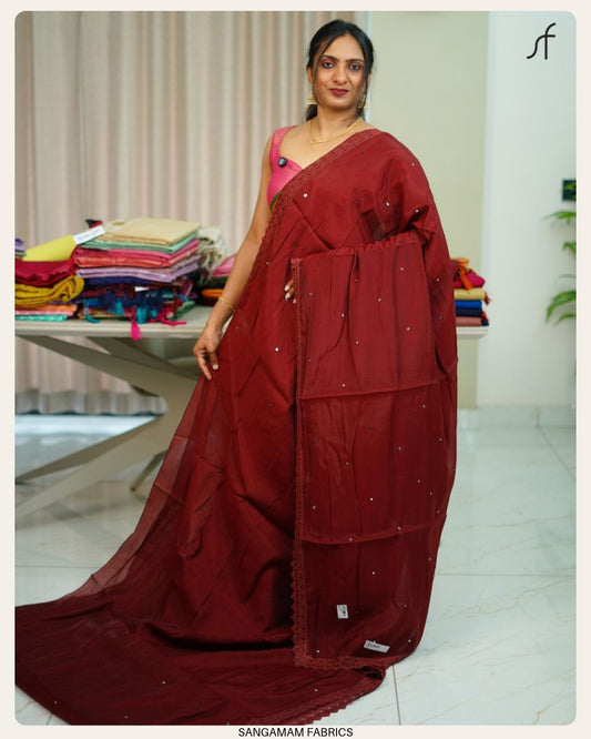 SEMI CHANDERI SILK SAREE