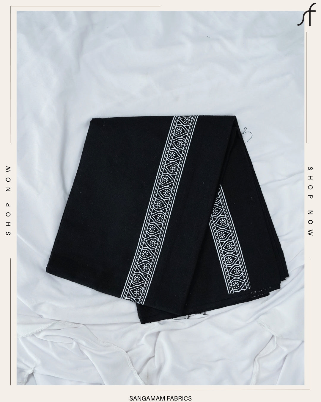 BLACK COTTON MUNDU WITH FANCY KARA