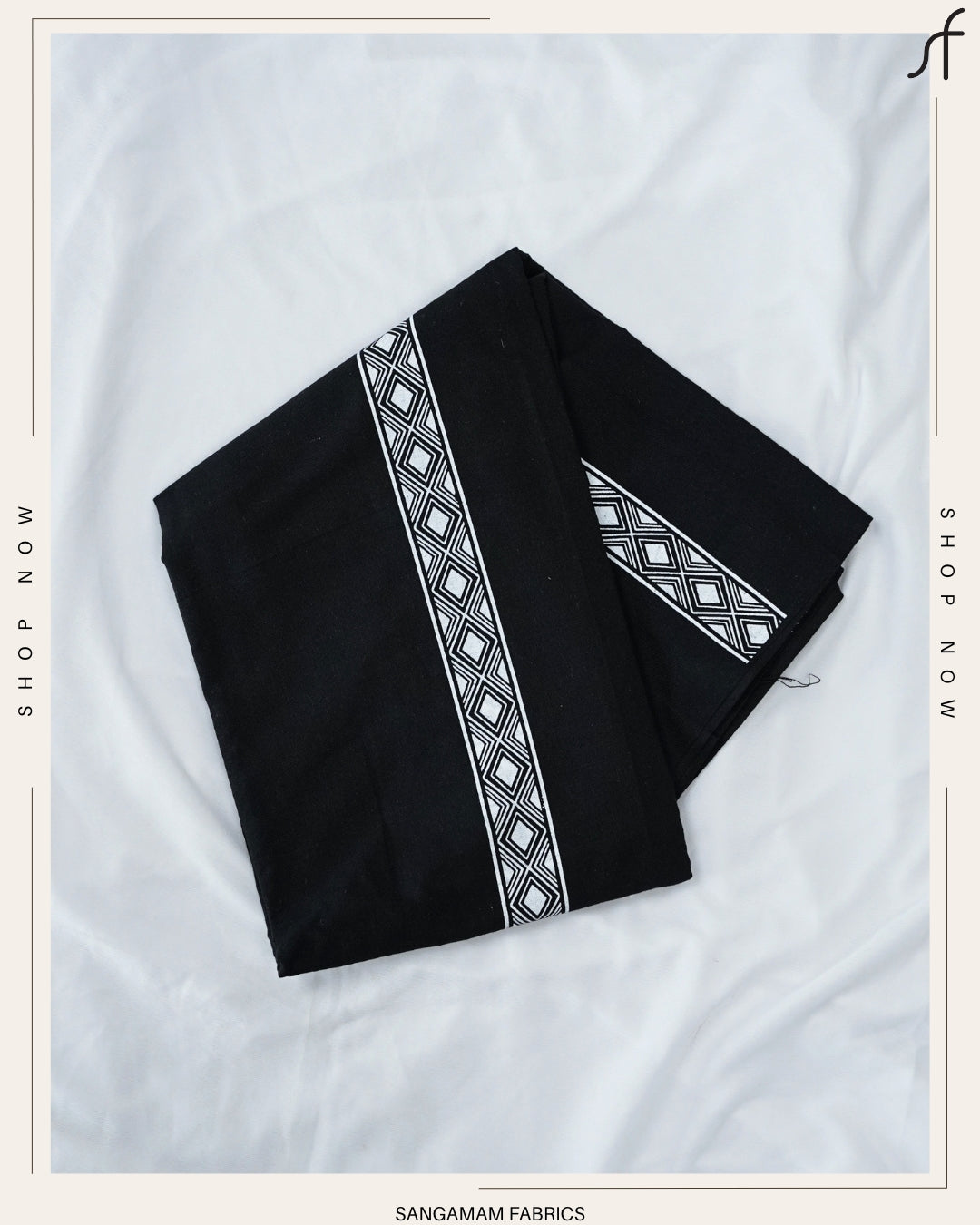 BLACK COTTON MUNDU WITH FANCY KARA