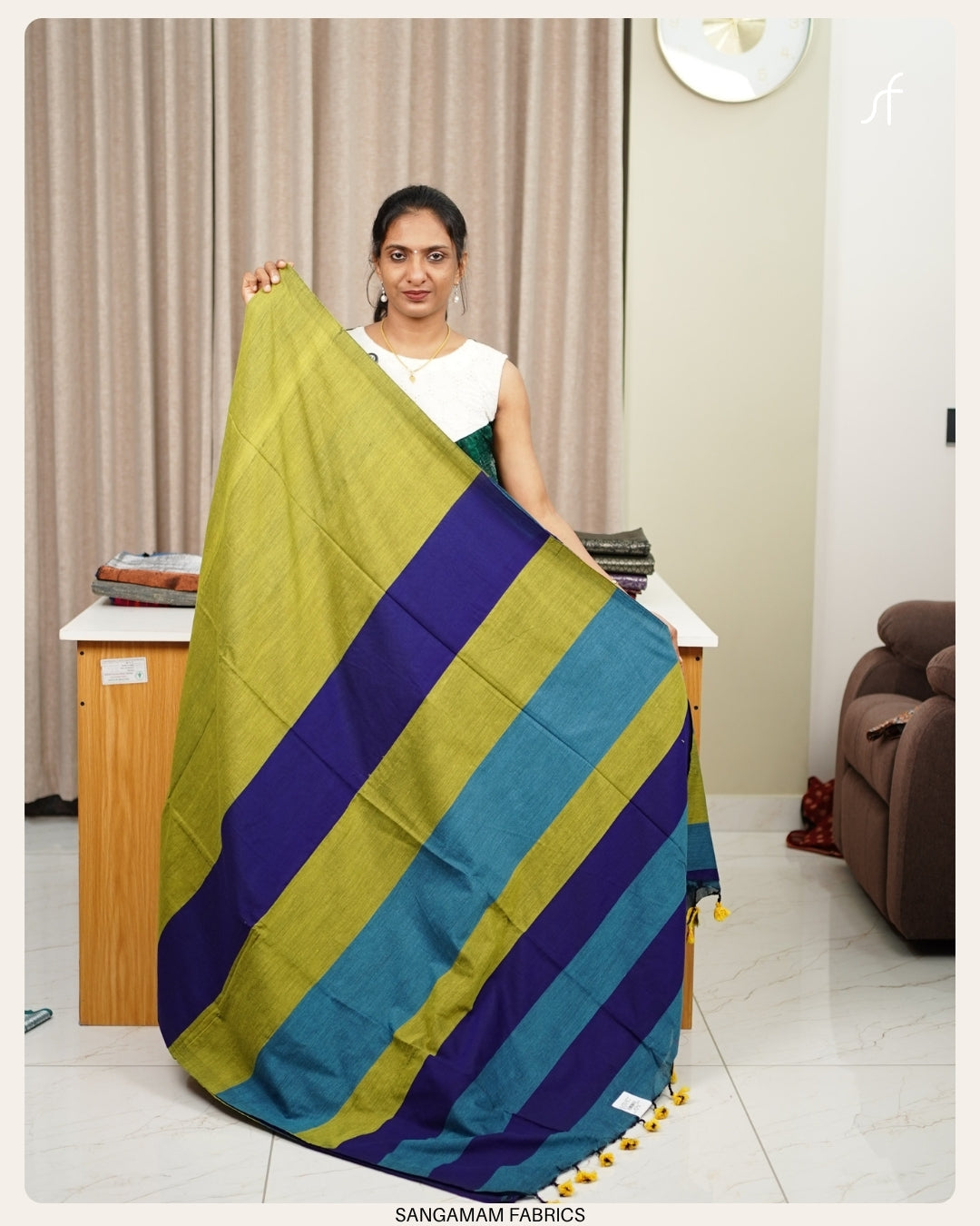 TRI COLOUR KHADHI COTTON SAREE