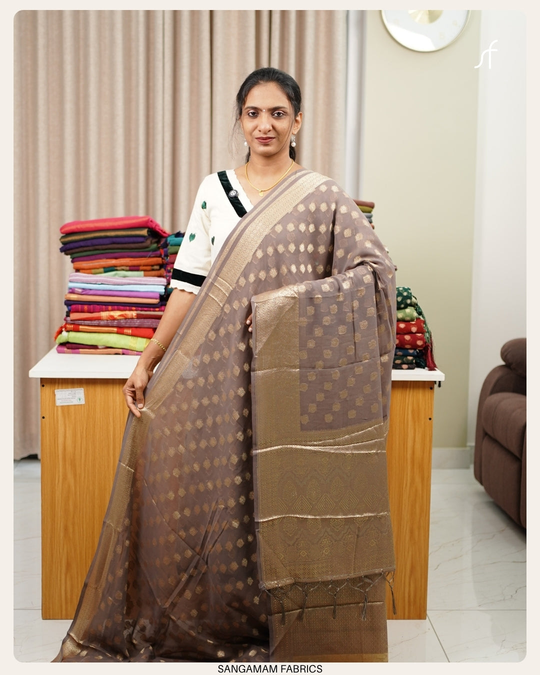 SEMI BANARASI GEROGETTE SAREE
