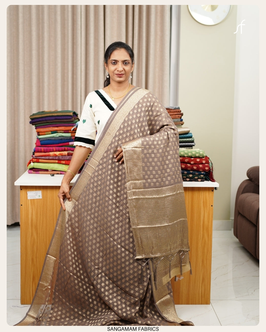 SEMI BANARASI GEROGETTE SAREE