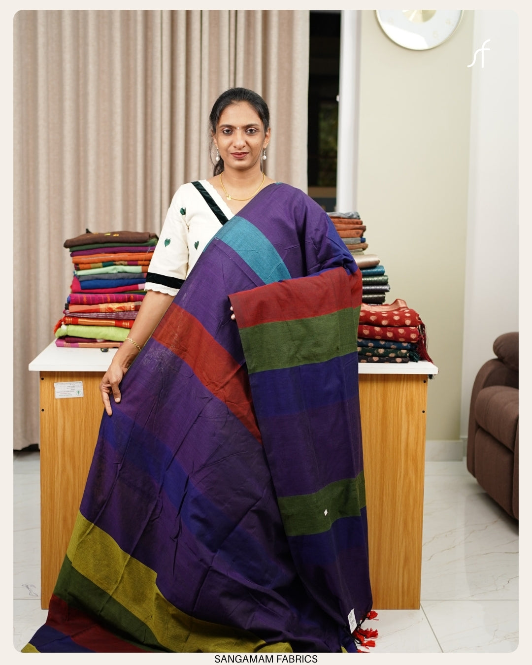 TRI COLOUR KHADHI COTTON SAREE