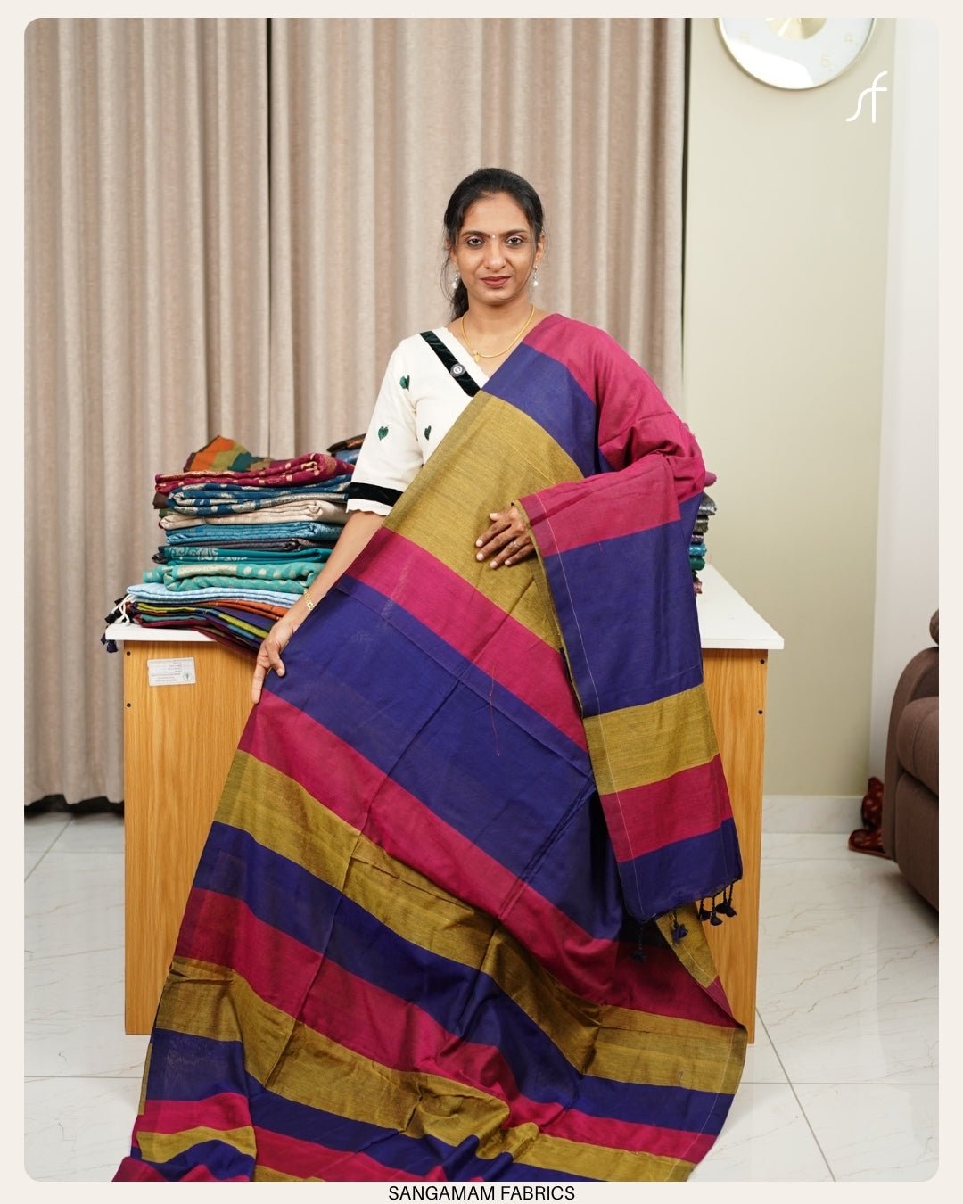 TRI COLOUR KHADHI COTTON SAREE